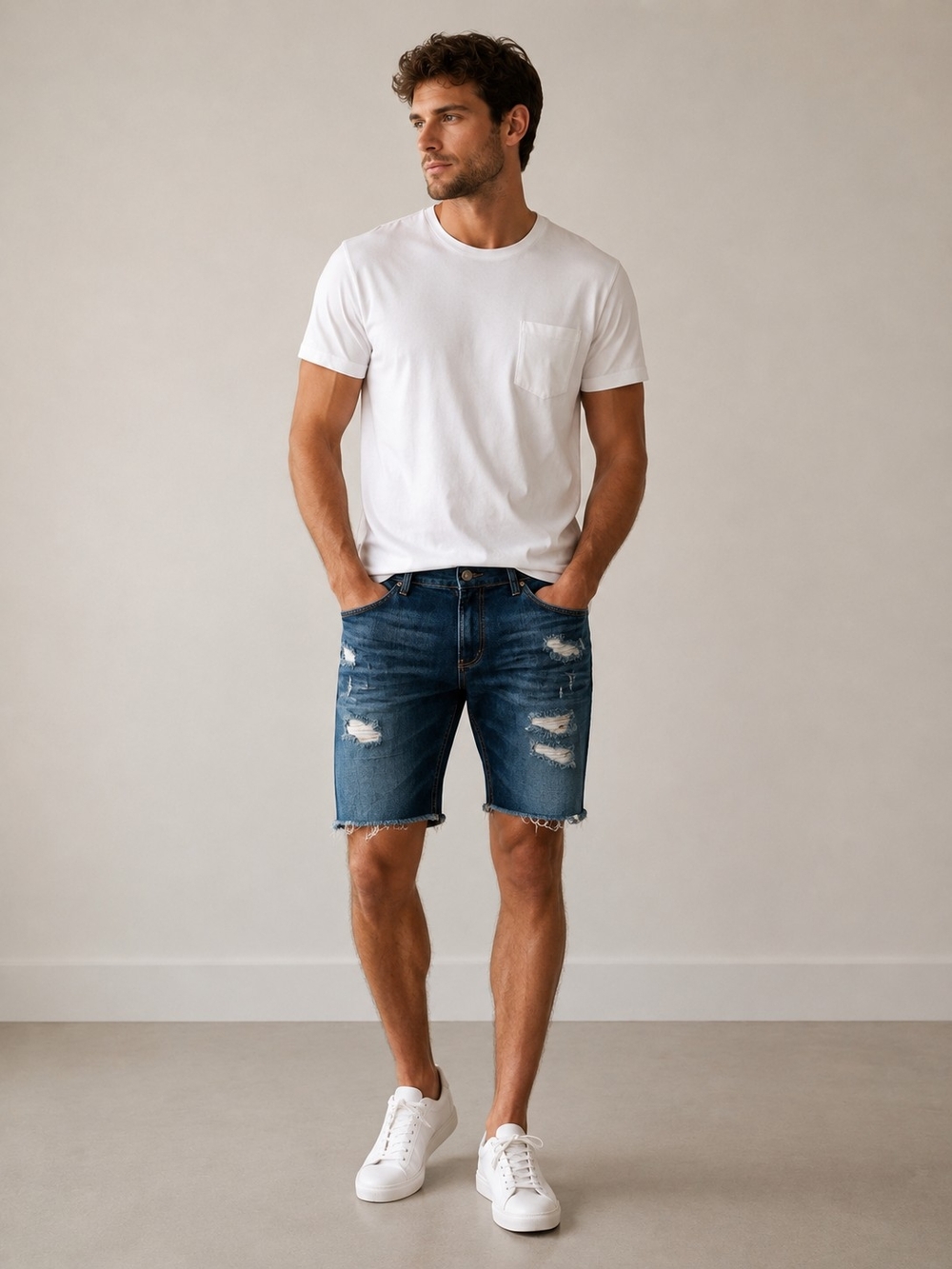 Buffalo David Bitton Distressed Indigo Jean Shorts